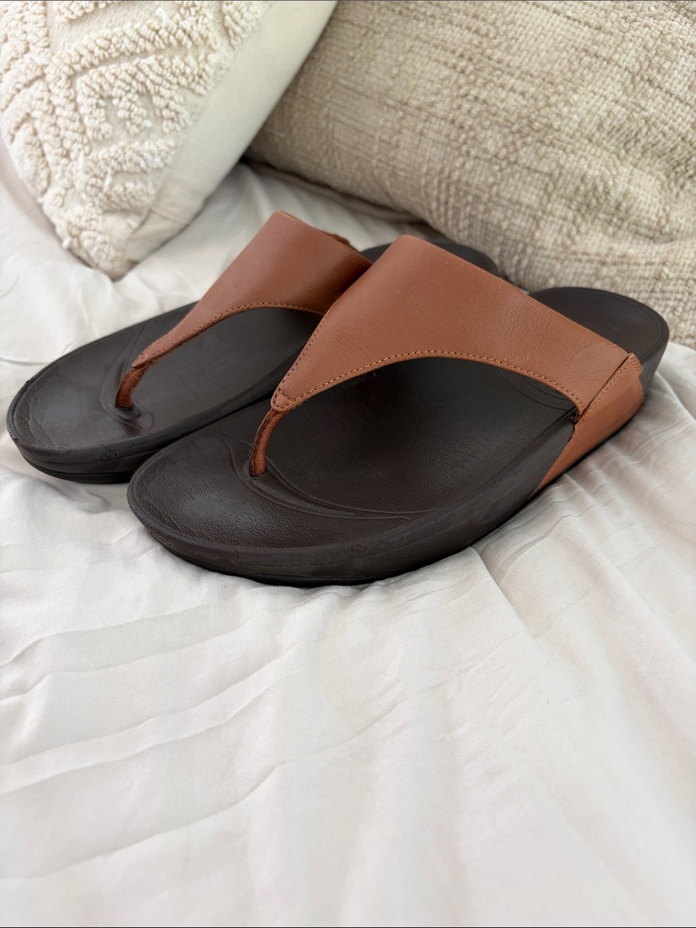 FitFlop Walkstar Tan Brown Leather Microwobbleboard Sandals Women’s Size 8